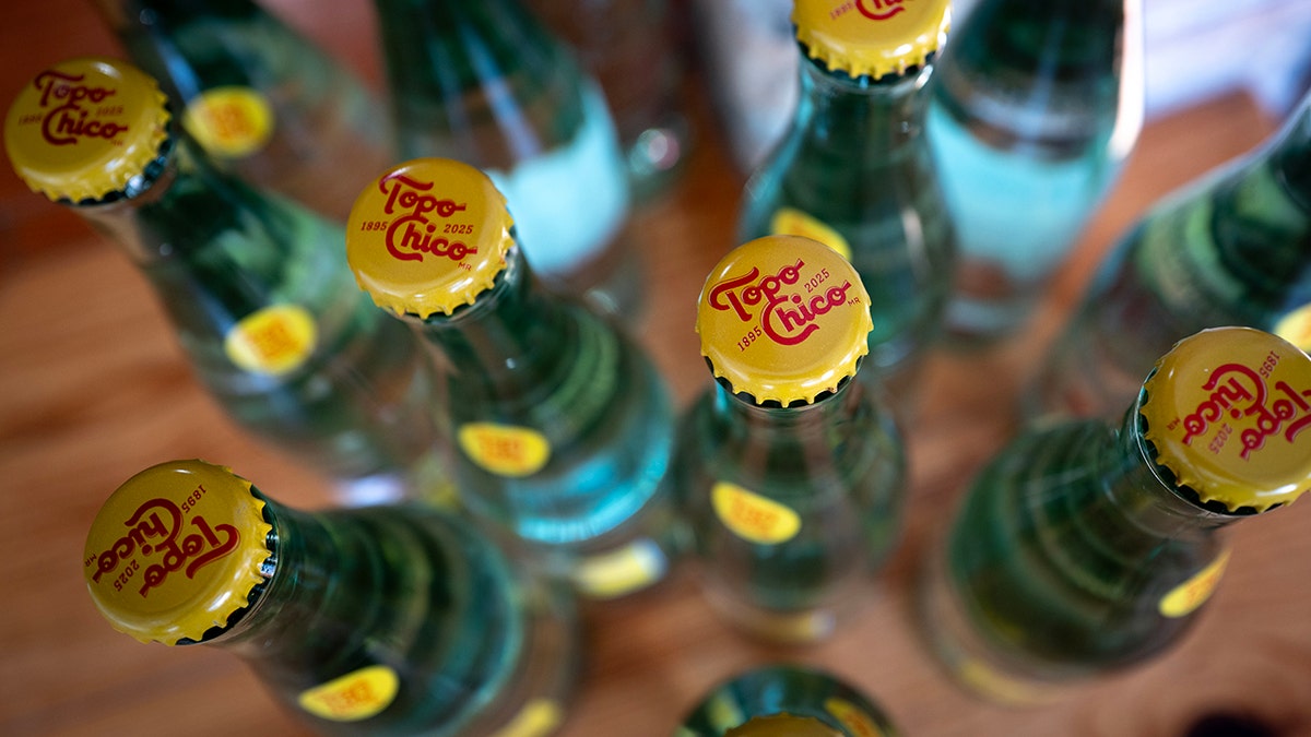 photo illustration, bottles of Topo Chico carbonated mineral water are shown on February 23, 2026 in Chicago, Illinois