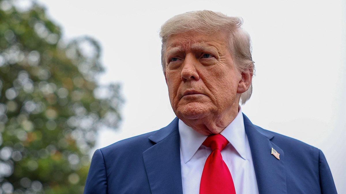 U.S. President Donald Trump talking to media near the White House
