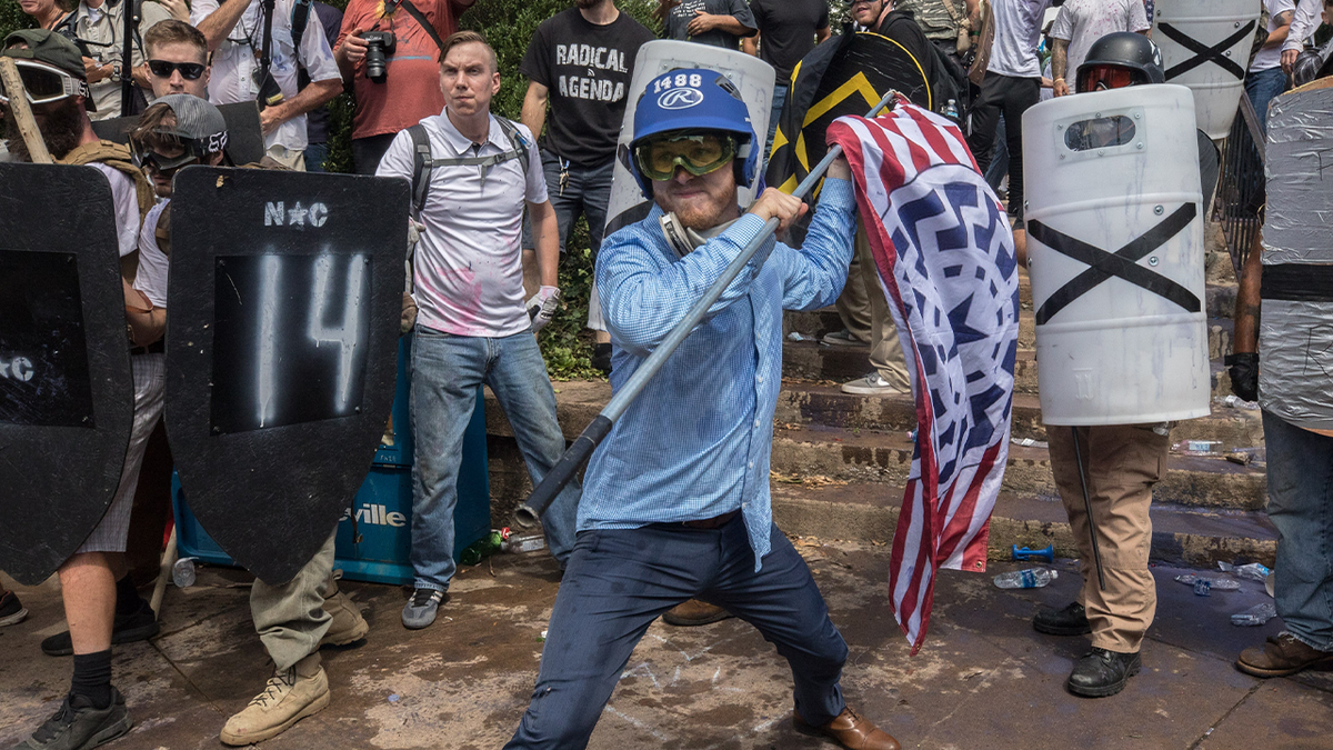 Clashes occurring at the Unite the Right rally in Charlottesville, Virginia