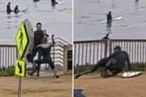Insane brawl breaks out between Santa Cruz black belt surfer and bodyboarder over petty lineup gripe