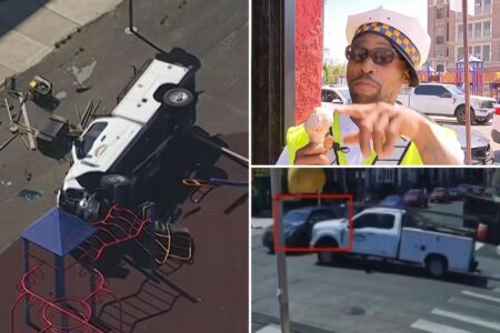 Hero crossing guard who pulled child from crash goes viral for interview eating ice cream: ‘Thank you, Jesus!’