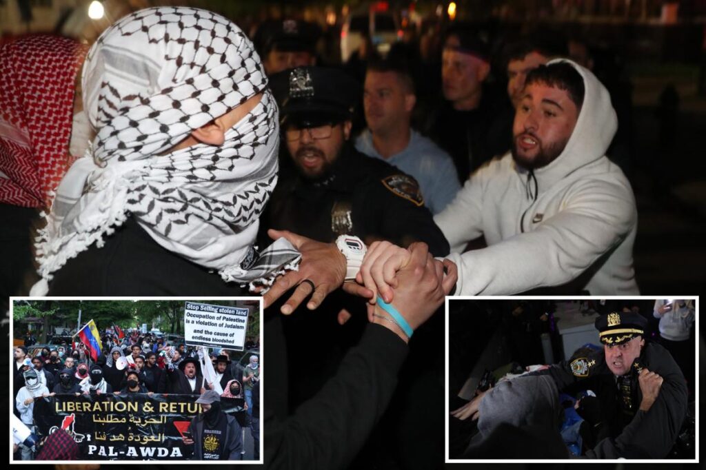Disturbing video shows violent anti-Israel protesters yanking Jewish woman’s  hair, pointing strobe light in Orthodox boy’s face during wild NYC rally