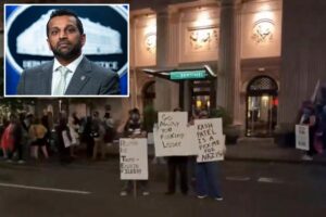Protestors swarm Oregon hotel where FBI Director Kash Patel was supposedly staying while attending funeral