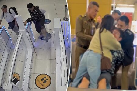 Raging passenger arrested for kicking, damaging passport scanner after it blocked him in wild video