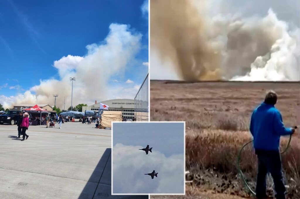 Idaho air show where two jets crashed was first to be held at base since death of pilot in 2018 accident