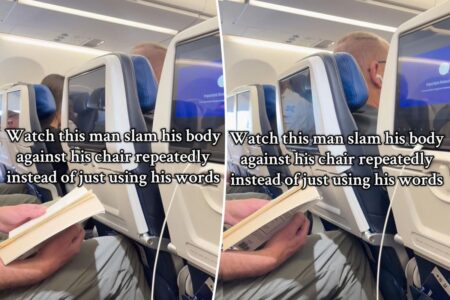 Rude passenger repeatedly slams seat back into tall man behind him: ‘An absolute psycho’