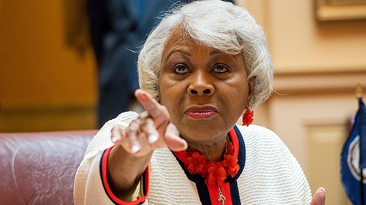 Sen. L. Louise Lucas speaking on the Senate floor at the Virginia State Capitol in Richmond