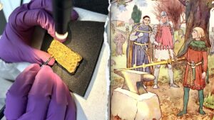 Real-life Excalibur? Man on a hike uncovers gold sword relic hidden under tree