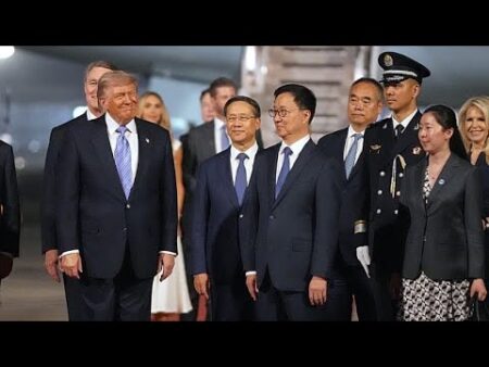 Trump arrives in Bejing for crucial summit, welcomed by Vice President Han Trump arrives in Bejing for crucial summit, welcomed by Vice President Han