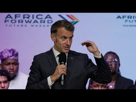 France’s President Emmanuel Macron defends Europe in Africa and urges investment