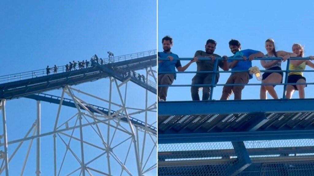 Six Flags guests stranded 245 feet in air after power outage forces coaster evacuation