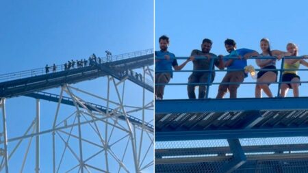 Six Flags guests stranded 245 feet in air after power outage forces coaster evacuation