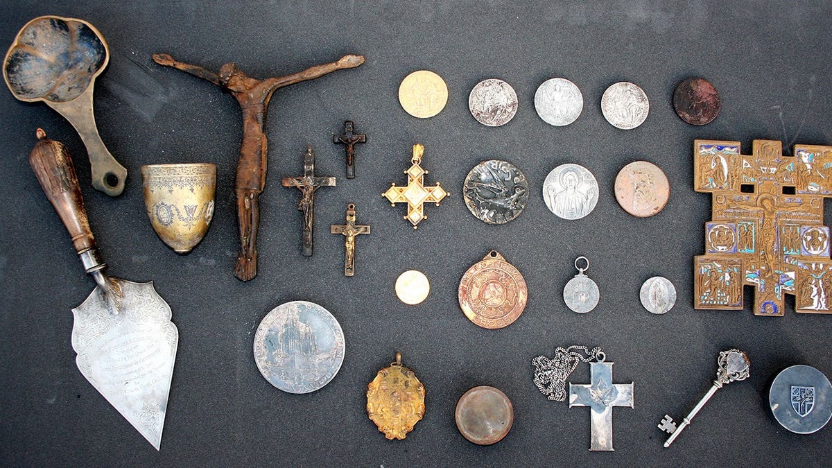 Variety of artifacts from the Ramsey hoard on display