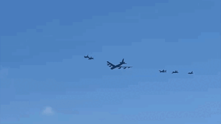 EXCLUSIVE: Air Force debuts historic 8-ship bomber-fighter formation over Miami Beach