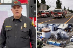 Catastrophic sign of toxic tank explosion in Orange County as 40,000 evacuated