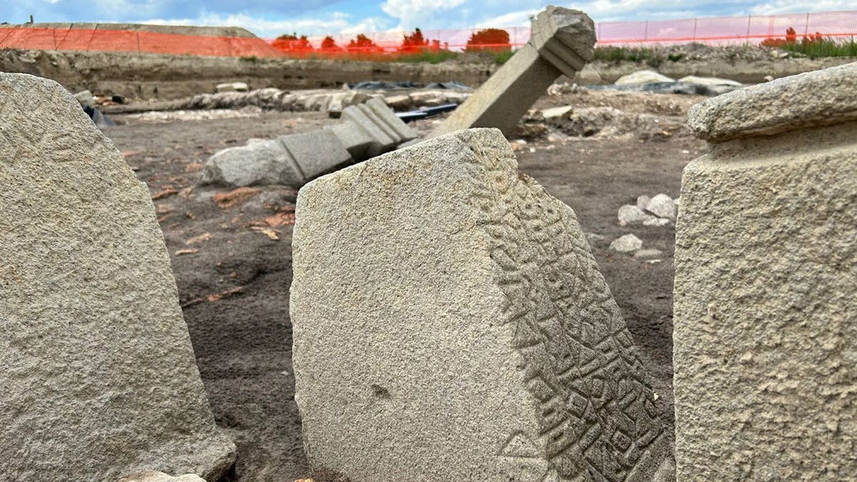 Close-up of ancient Venetic inscriptions on stone
