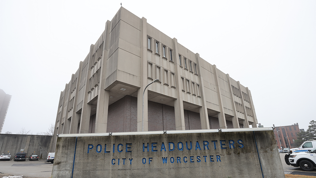 The exterior of the Worcester Police Headquarters in Worcester, MA.