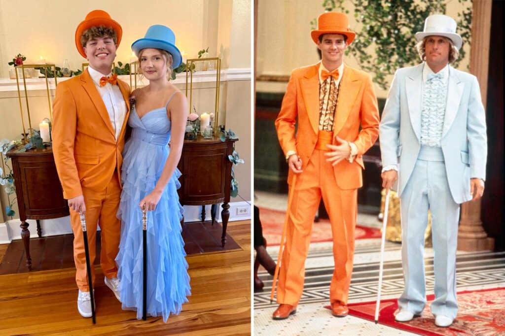 Exclusive | Prom couple goes viral for outfits inspired by ‘Dumb & Dumber’ after mom posts video