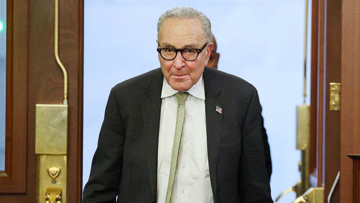 Senate Minority Leader Chuck Schumer walking outside the U.S. Capitol Building