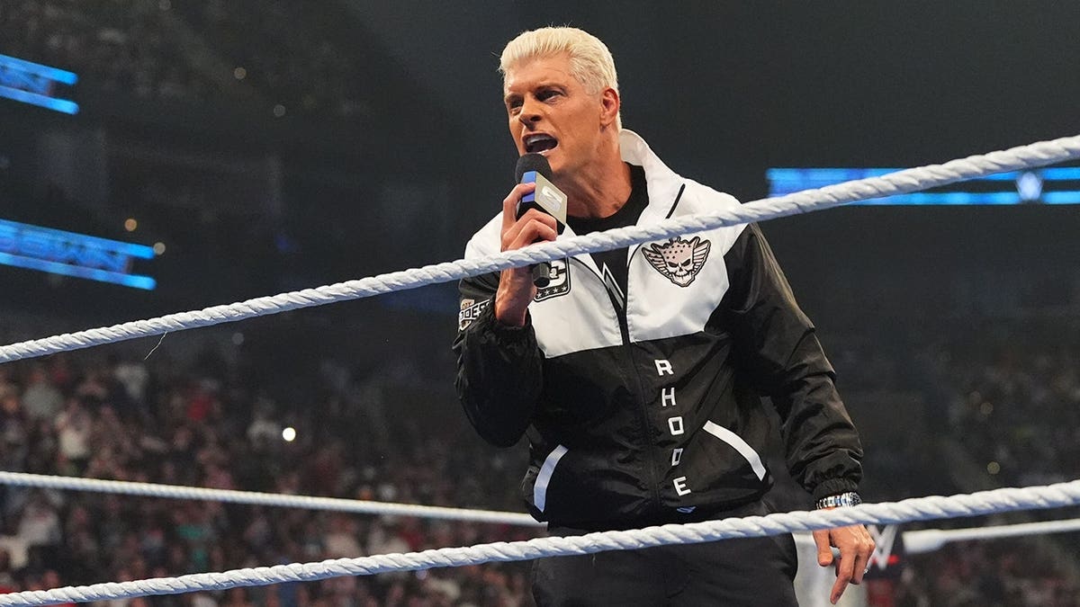 Cody Rhodes speaking during SmackDown at VyStar Veterans Memorial Arena in Jacksonville, Florida