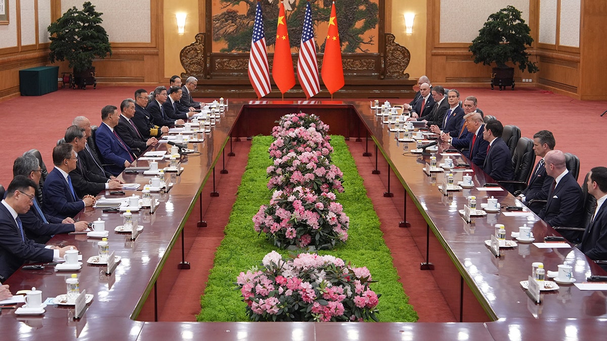 President Donald Trump meeting with China's President Xi Jinping at the Great Hall of the People in Beijing