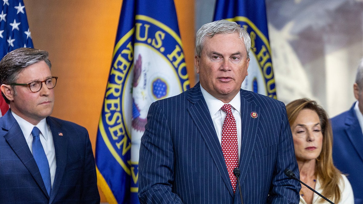 House Oversight Committee Chairman James Comer speaking at a press conference at the U.S. Capitol
