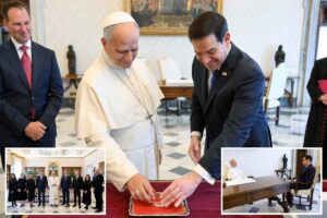 Rubio arrives for audience with Pope Leo XIV days after latest Trump attack