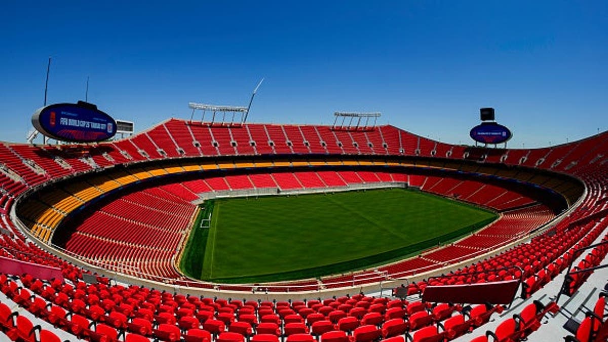 Arrowhead Stadium viewed from outside in Kansas City Missouri
