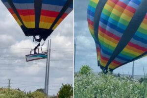 Strong winds send hot air balloon into California casino, power line before remarkable safe landing