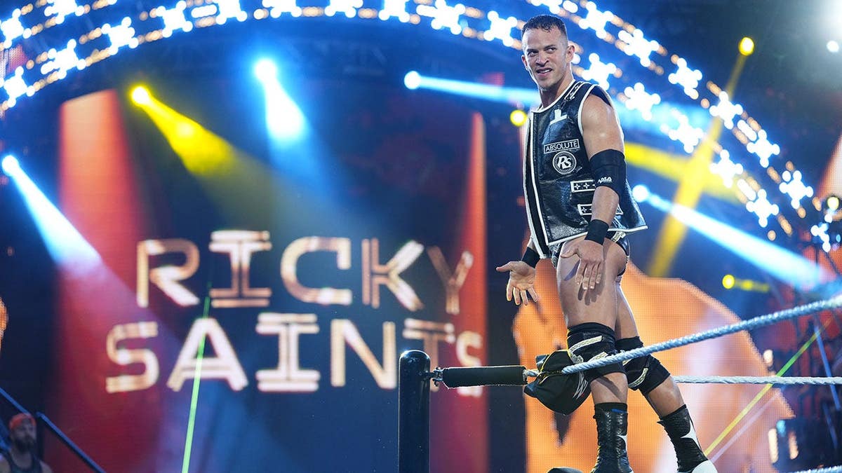 Ricky Saints entering the wrestling ring at WWE Performance Center in Orlando, Florida
