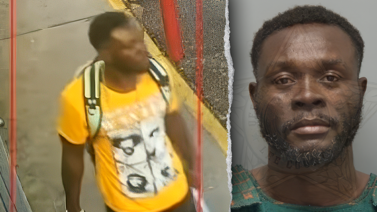 Split of Rolbert Joachim surveillance photo and mugshot.