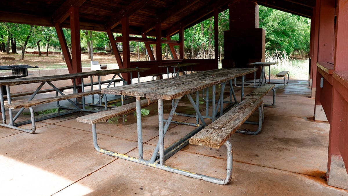 A pavilion at Scissortail Campground in Edmond, Okla.