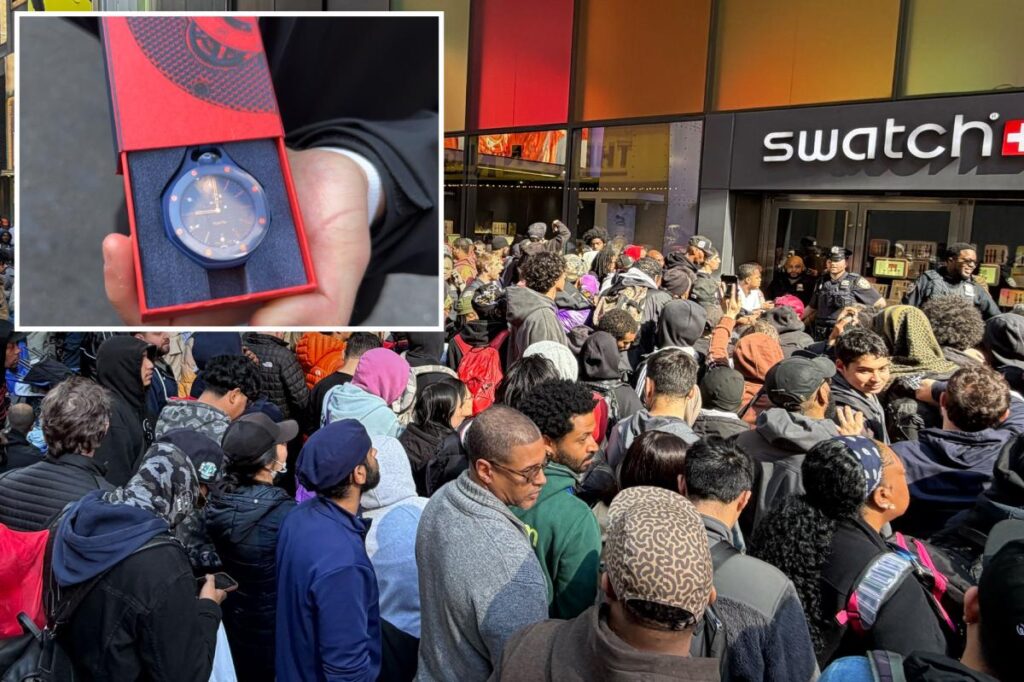 Chaos at NYC Swatch stores as brand launches limited-edition collaboration — with one store forced to close Chaos at NYC Swatch stores as brand launches limited-edition collaboration — with one store forced to close