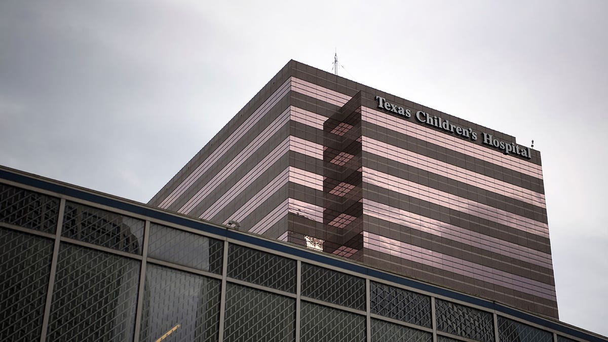 Texas Children's Hospital building with logo at Texas Medical Center in Houston
