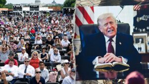 Trump reads Bible as thousands pack National Mall for America 250 prayer rally