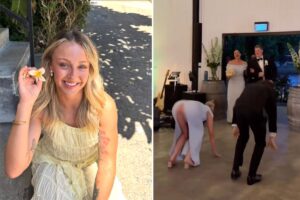Bridesmaid’s cheeky wedding dance goes viral after warbrode malfunction