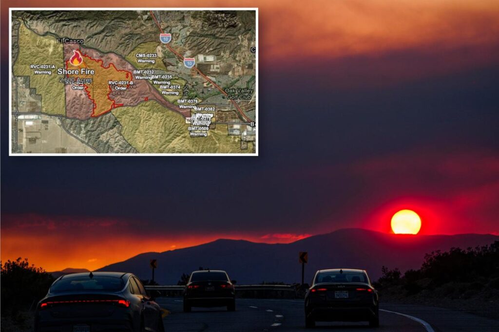 Stretch of 60 Freeway remains closed, evacuation orders issued due to Shore Fire in Riverside County