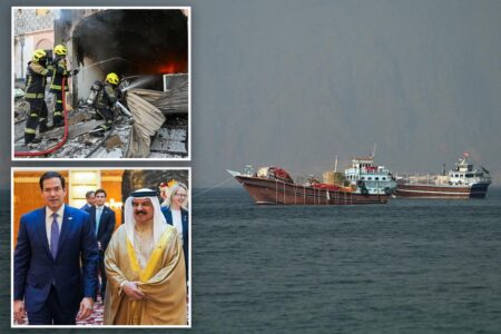 Ships slowly trickle through Strait of Hormuz as US allies slam Iranian counter attack