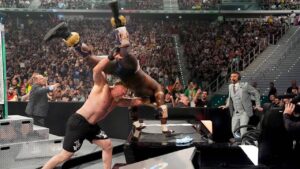 Brock Lesnar conquers Oba Femi in epic second match of rivalry at WWE Clash in Italy