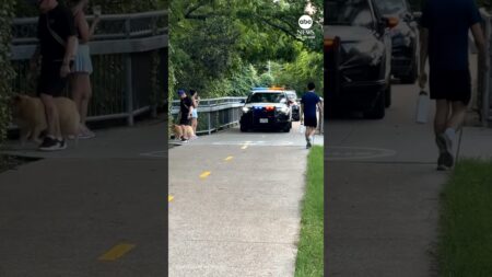 Officer calls out oblivious dog walker blocking his cruiser