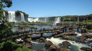 Tourist breaches safety barrier at world’s largest waterfall system to recover cellphone