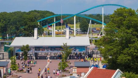 Thrill seekers face historic 100-foot drop on amusement park’s newest water ride