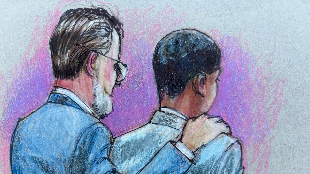 Karmelo Anthony depicted in a court sketch during his trial in Collin County, Texas