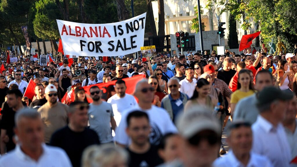 Albanian protesters flood streets demanding prime minister’s resignation amid corruption accusations