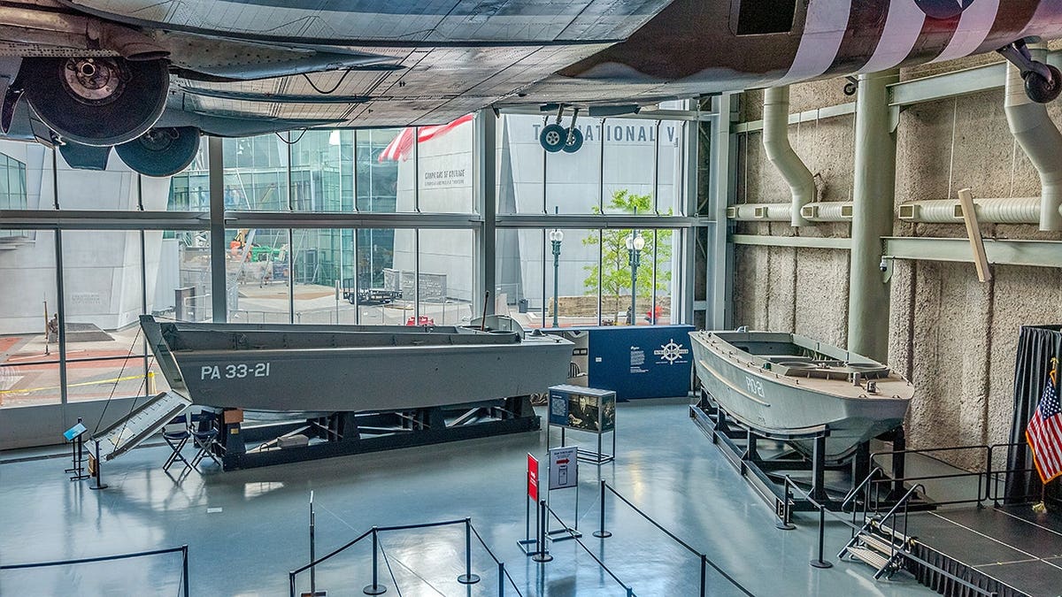 Higgins boat displayed inside The National WWII Museum.