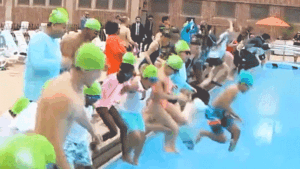 Mamdani’s suited pool plunge overshadowed by political clash with GOP gubernatorial candidate