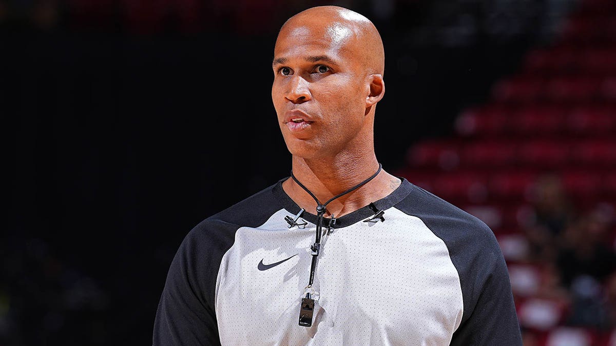 Referee Richard Jefferson standing on the court during a basketball game