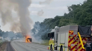Video captures fireworks exploding from burning trailer that shut down Interstate 75