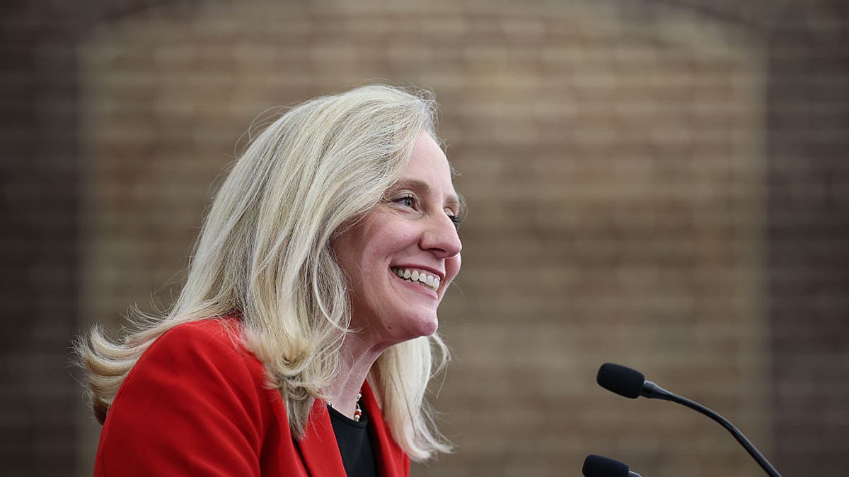 Virginia Democratic gubernatorial candidate Abigail Spanberger speaking at a rally in Alexandria, Virginia