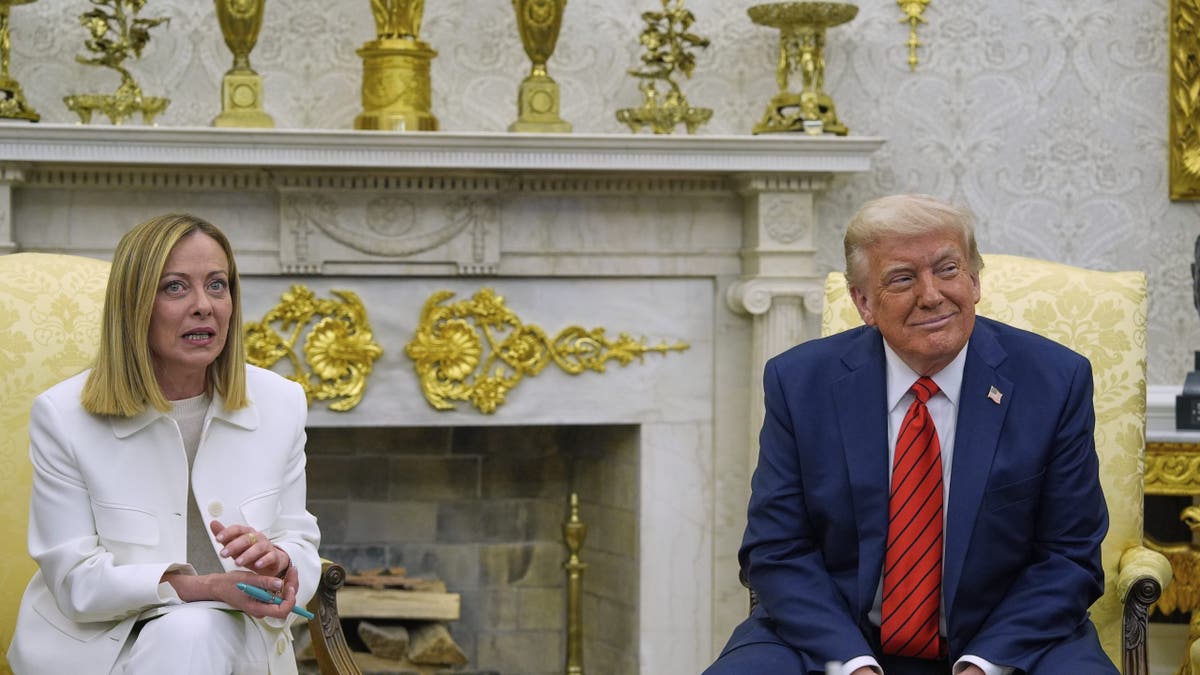 President Donald Trump meeting with Italy's Prime Minister Giorgia Meloni in the Oval Office